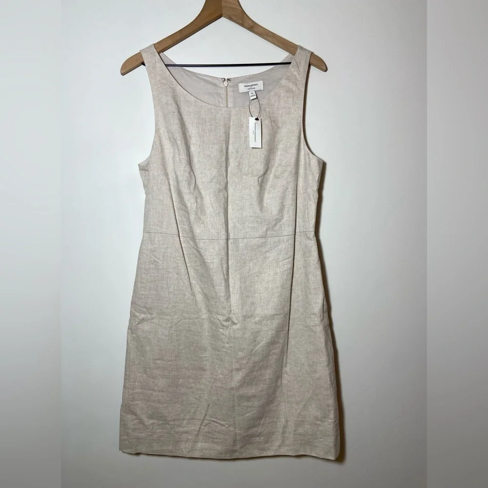 Banana Republic Women's 100% Linen Dress Size 10 Lined Beige Sleeveless New